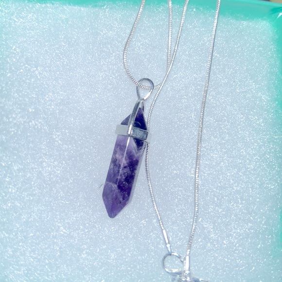 Giu Giu Boutique Jewelry - Boho hippie Amethyst Sterling Silver 16” Necklace